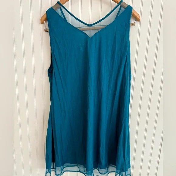 Lane Bryant Tank Top size 14 Teal V-Neck Cotton and Modal - Picture 5 of 5
